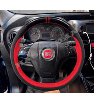 Fiat Grande Punto Dikme Direksiyon Kılıfı Parlak Siyah Kırmızı Detaylı Kırmızı Çift Yüzük ve Dikiş 2005-2009