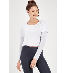 Maraton Regular Kadın Bisiklet Yaka Beyaz Sweatshirt
