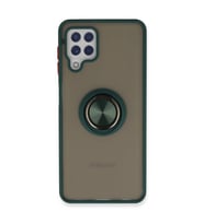 Samsung Galaxy A22 Kılıf Montreal Yüzüklü Silikon Kapak - Yeşil