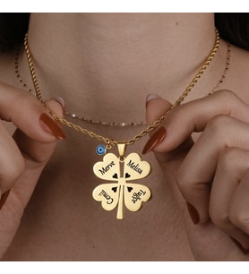 Kişiye Özel Yonca Kolye (Gold)