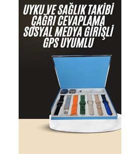 7 Kordonlu Unisex Akıllı Saat Çoklu Kordon Seçeneği Amoled Ekran