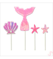 Deniz Kızı Pul Payetli Pasta SüSü, 4'lü SET - Pembe (STD)