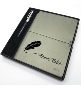 Scrikss İsme Özel Verona Defter & İsme Özel Scrikss Metal Tükenmez Kalem Seti (Öğretmenler Günü veya başka bir mesaj işlenebilir) (Karışık)