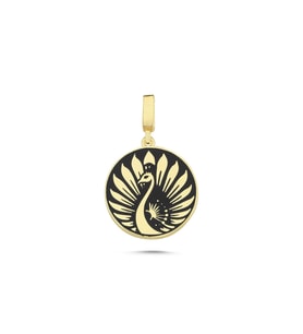 Mineli Tavus Kuşu Altın Kaplama Kolye Ucu UC6 (Gold)