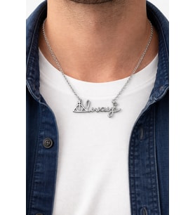 Unisex Silver Renk Deathly Hallows Yazı Figürlü Metal Kolye 60 cm