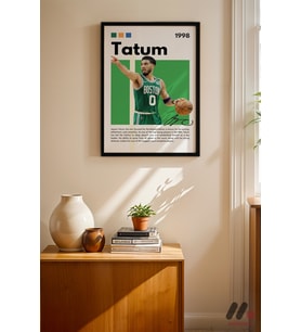 Tatum Basketbol Posteri, Siyah Çerçeveli Duvar Tablosu - Spor Severlere Hediye