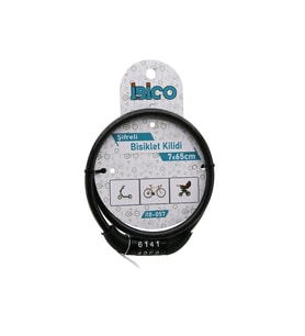 ŞİFRELİ EKO - İNCE BİSİKLET KİLİT ÇELİK TEL SİYAH ŞEFFAF KILIF 7MMX65CM (4915) GO-53-vice/(1395) 02362