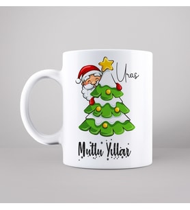 Mutlu Yıllar & Merry Christmas & Yılbaşı & Noel Baba Tasarımlı Kupa Kişiye Özel
