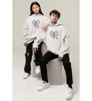 Kalp Ağ Logolu Sevgili/çift/arkadaşlık/2'li Kapşonlu Sweatshirt Seti (Beyaz)