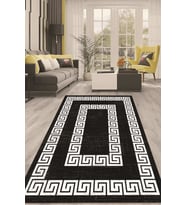 Dijital Kaymaz Taban Yıkanabilir Modern Renkli Salon Halısı Mutfak Halısı Yolluk ND-HT-22 (Siyah)