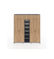 Hyperion Dolap 12 Raflı 9 Kapaklı 2 Askılı 220x44x243 Antrasit-Çam/Antrasit
