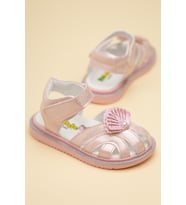 Şirinbebe Ortopedik Kız Bebek Sandalet Pembe Yelpaze Detaylı Önü Kapalı
