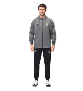 BEŞİKTAŞ ORİJİNAL LİSANSLI UMBRO KAPÜŞONLU FERMUARLI SWEATSHİRT (Gri)