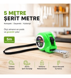 Şerit Metre - 5 Metre Uzunluk - Uç