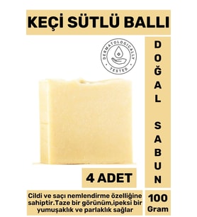 Doğal Güzel Kokulu İpeksi Parlak Görünüm Onarıcı Keçi Sütlü Ballı Sabun 4 Adet