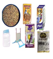 Muhabbet kuşu besleme seti( Muh. Yemi Açık 2 kg+ Salıngaç+Kuş vitamini+Kuş mineral taş)