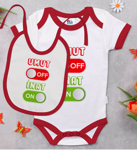BK Kids Umut Off Tasarımlı Kırmızı Bebek Body Zıbın ve Mama Önlüğü Hediye Seti-1