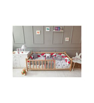 Montessori Bebek Beşik Uyku Seti - Örgü Kenar Gri Koruma