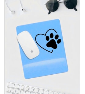 Mavi Kalp & Pati Desenli Bilek Destekli Mousepad – Ergonomik Kaymaz Mouse Pad