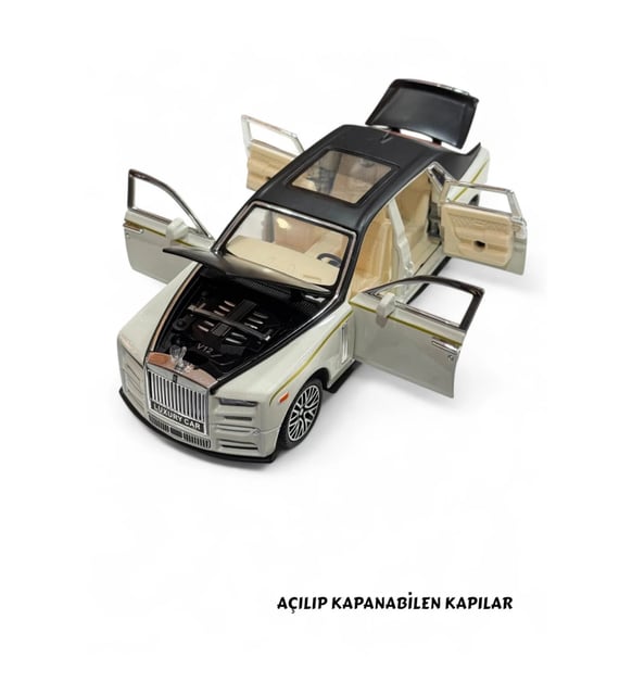 Rolls Royce Phantom 1:32 Ölçek Metal Model Araba - Beyaz, Sesli ve