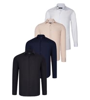 DÖRTLÜ SET G726 DEWBERRY GÖMLEK-SİYAH-BEYAZ-LACİVERT-BEJ (Karışık)