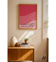 Pembe İspanyolca Söz Posteri, Ahşap Çerçeveli Duvar Tablosu - Modern Ev Dekorasyonu