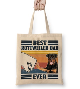 Best Rottweiler Dad Ever Shirt Vintage Father Day Köpek Bez Çanta Uzun Saplı
