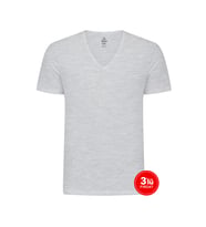 Erkek Modal Derin V Yaka Tshirt 3'lü Paket - Melanj (Gri)