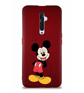 Oppo Reno 2Z Soft Premier Kapak Mickey Mouse-B Tasarımlı Silikon Kılıf - Mürdüm (Şeffaf)