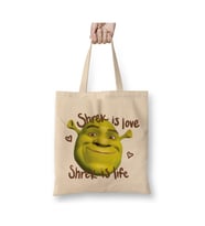 Shrek And Gingi Beyaz Bez Çanta Uzun Saplı Alışveriş Çantası Plaj Çantası