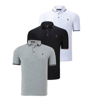 ÜÇLÜ SET T8586 DEWBERRY ERKEK T-SHIRT-SİYAH-BEYAZ-GRİ