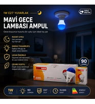 10 ADET 1W E27 MAVİ YUVARLAK GECE LAMBASI LED AMPUL EAMP-075 (5343)
