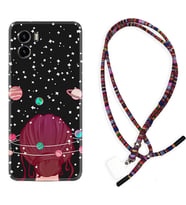Vivo Y15S Y32 Y33S Y51 Y53S Kılıf Boyun Asklı Rasta Silikon Space Woman 1311
