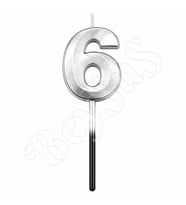6 Rakam Mum Gümüş