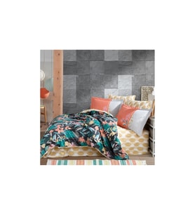 Kingsize Poplin Nevresim Monstera Oranj