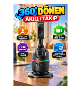 Otomatik Yüz Takipli 360° Döner Masaüstü Gimbal Stand – Telefon ve Aksiyon Kamerası Uyumlu