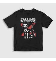 Presmono Unisex Çocuk Siyah X Ray Cat Falling In Reverse T-Shirt 505102tt