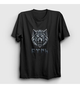 Presmono Unisex Siyah Göktürk Türk Yazılı Kurt Bozkurt T-Shirt 475060tt