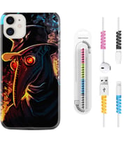 Apple iPhone 11 12 13 Mini Kılıf Kablo Koruma Spiral Silikon Karga 1616