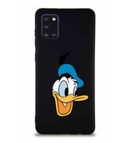 Samsung Galaxy A31 Soft Premier Kapak Donald Duck-A Tasarımlı Silikon Kılıf - Siyah (Şeffaf)