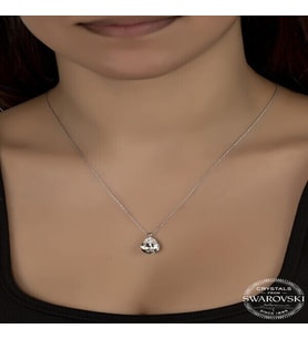 Crystal Taşlı  Damla 925 Ayar Gümüş Kolye