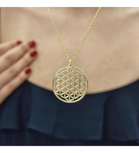 Yaşam Çiçeği 18K Gold Kaplama 925 Ayar Gümüş Kolye (Karışık)