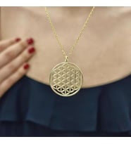 Yaşam Çiçeği 18K Gold Kaplama 925 Ayar Gümüş Kolye (Karışık)