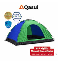 6-7 Kişilik Kamp Çadırı Su Geçirmez Geniş Aile Çadırı 220x250x150 cm Manuel