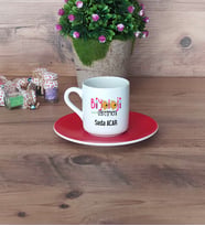 Biyoloji Öğretmeni Türk Kahvesi Fincanı Kırmızı Öğretmenler Günü Hediyesi