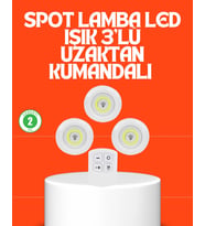 Kablosuz 3 Lü Spot Led Lamba Seti Uzaktan Kumandalı Enerji Tasarruflu Aydınlatma