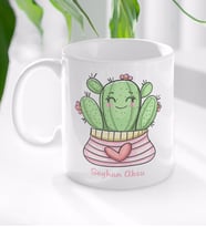 BK Gift Kişiye Özel İsimli Kaktüs Tasarımlı Beyaz Kupa Bardak-2