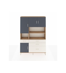 Arges Dolap 9 Raflı 4 Çekmeceli 4 Kapaklı 132x30x195 Çam-Antrasit/Aytaşı