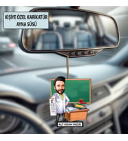 Kişiye Özel Karikatür Öğretmen Ayna Süsü – Araç İçi Öğretmene Hediye