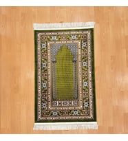 Lalezar Motifli Yünlü Seccade Yeşil